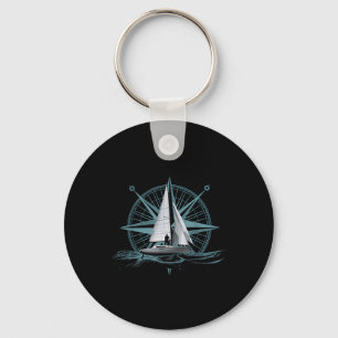 Sailing Catamaran Boat Comp Rose Nautical Gift  Keychain