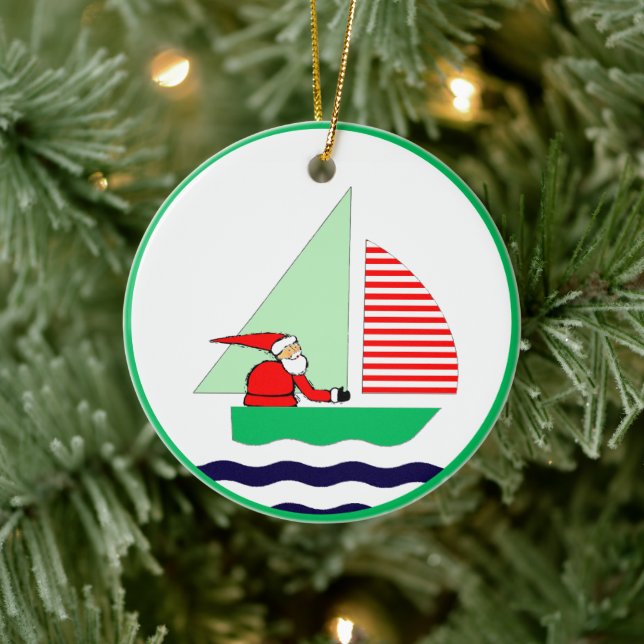 Sailing Christmas Ceramic Ornament (Tree)