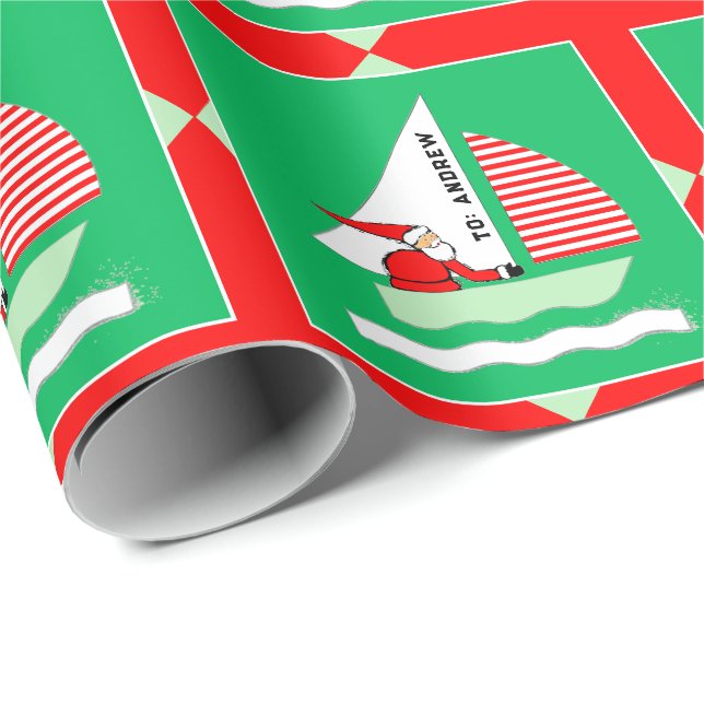 Sailing Christmas Gift Wrapping Paper (Roll Corner)