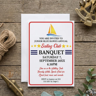 Sailing Club Banquet Invitation Red Navy Stars