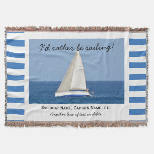 Sailing Custom Sailboat Photo Nautical Striped Throw Blanket