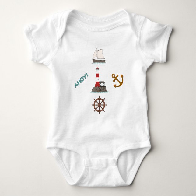 Sailing Design Colour Baby Bodysuit (Front)