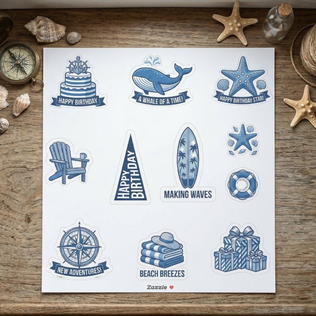 Sailing Dreams Nautical Sticker Sheet (Celebrate with a nautical touch.)
