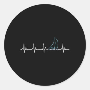 Sailing Hebeat Sailboat Classic Round Sticker