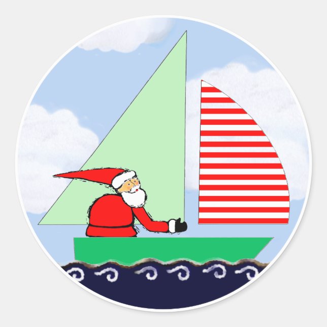 Sailing Holiday Gift Classic Round Sticker (Front)