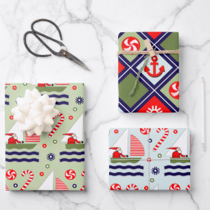 Sailing Holiday Gift Wrapping Paper Sheet
