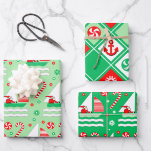 Sailing Holiday Gift Wrapping Paper Sheet