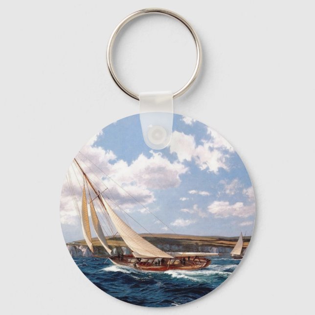 Sailing in a rough sea keychain (Front)