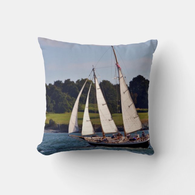 Sailing In Newport, Rhode Island, USA Throw Pillow (Front)