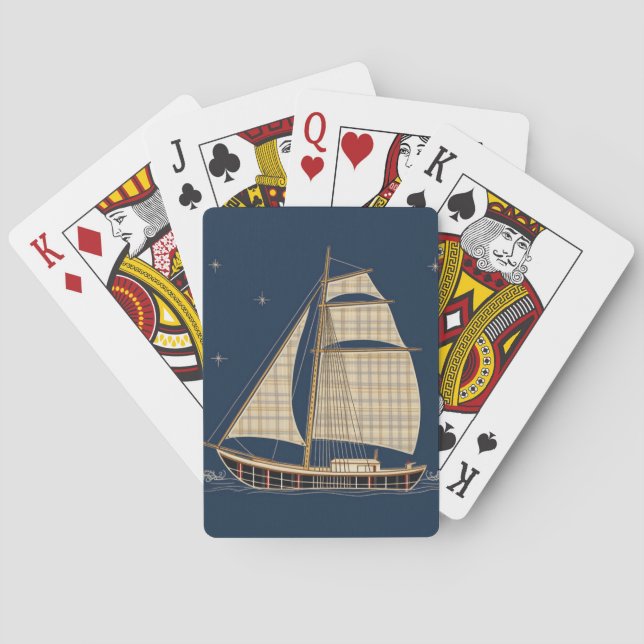 Sailing in Style Across the Blue Playing Cards (Back)
