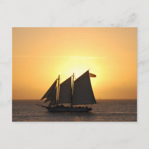 Sailing in sunset postcard