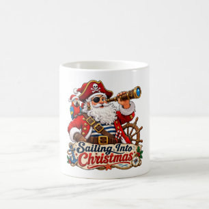 Sailing Into Christmas Pirate Santa Coffee Mug