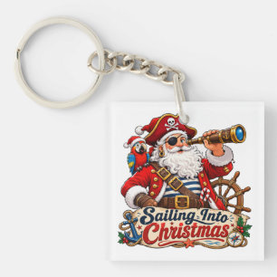 Sailing Into Christmas Pirate Santa Keychain