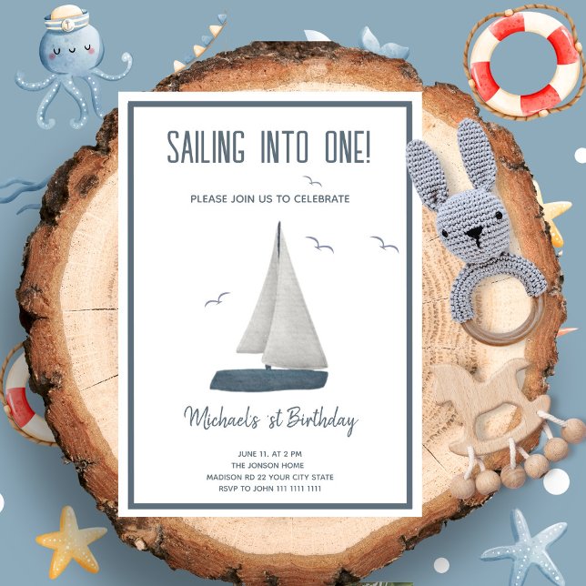 Sailing Into One! Nautical Birthday Invitation (Creator Uploaded)
