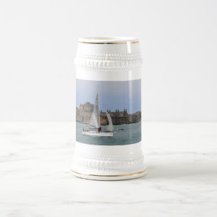 Sailing into St Helier harbour Beer Stein