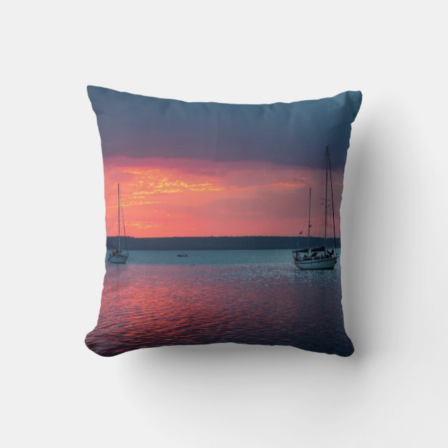 Sailing Into The Sunset | Cienfuego, Cuba Throw Pillow (Front)