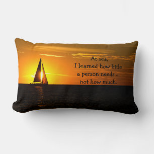 Sailing into the sunset with quote lumbar pillow