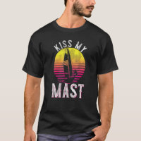 Sailing Kiss My Mast Sailboat Retro Vintage Sunset