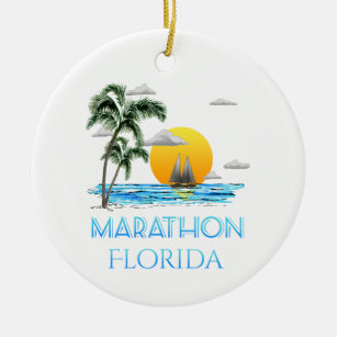 Sailing Marathon Florida Ceramic Ornament