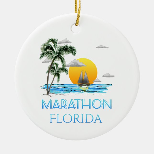Sailing Marathon Florida Ceramic Ornament (Front)