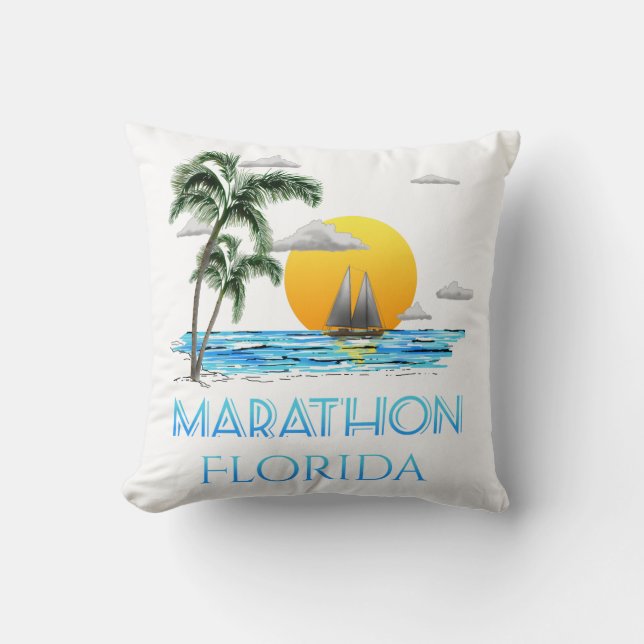 Sailing Marathon Florida Throw Pillow (Front)