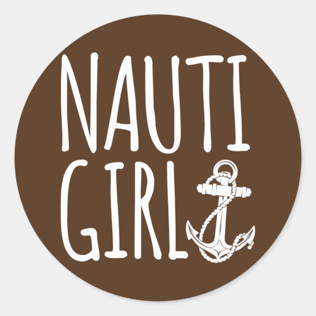 Sailing Nauti Girl Boating  Classic Round Sticker (Front)