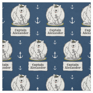 Sailing Nautical Boating American Eskimo Dog Cute Fabric