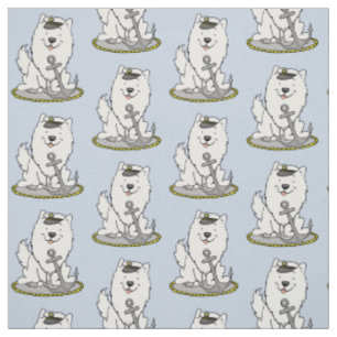 Sailing Nautical Boating American Eskimo Dog Cute Fabric