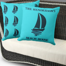 Sailing Navy Blue Boat Family Name Beach House