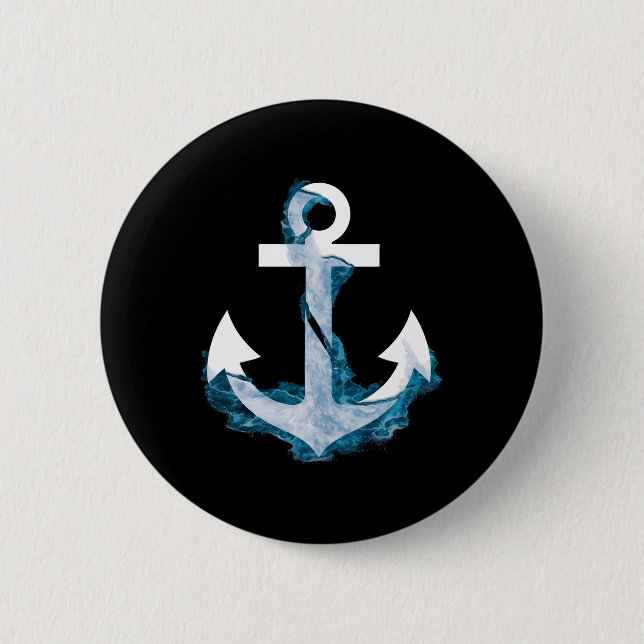 Sailing Navy Blue Water Nautical Sea Boating Marit 2 Inch Round Button (Front)