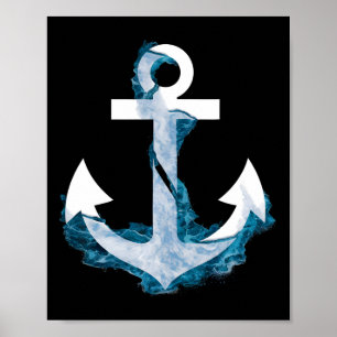 Sailing Navy Blue Water Nautical Sea Boating Marit Poster