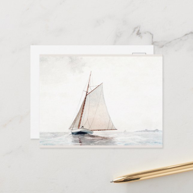 Sailing off Gloucester by Winslow Homer  Holiday Postcard (Front/Back In Situ)