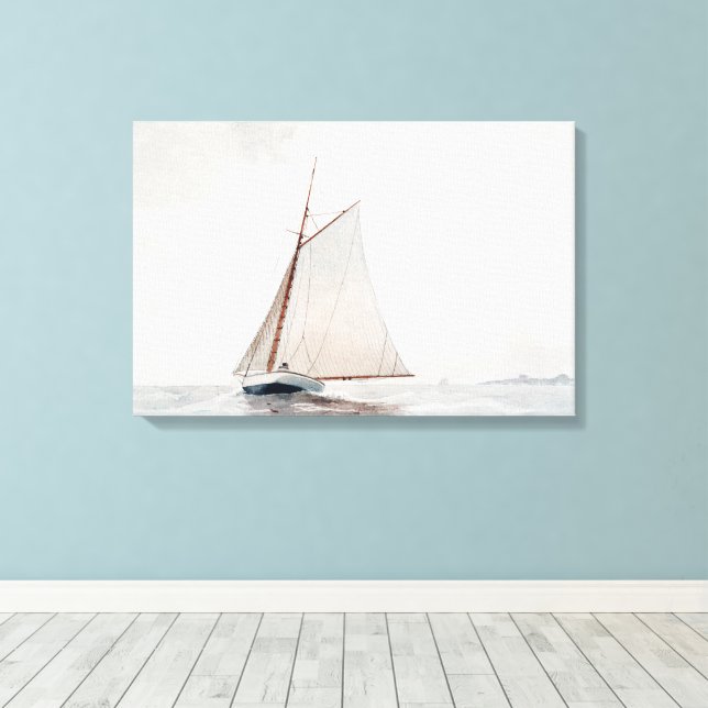 Sailing off Gloucester | Winslow Homer Canvas Print (Insitu(Wood Floor))
