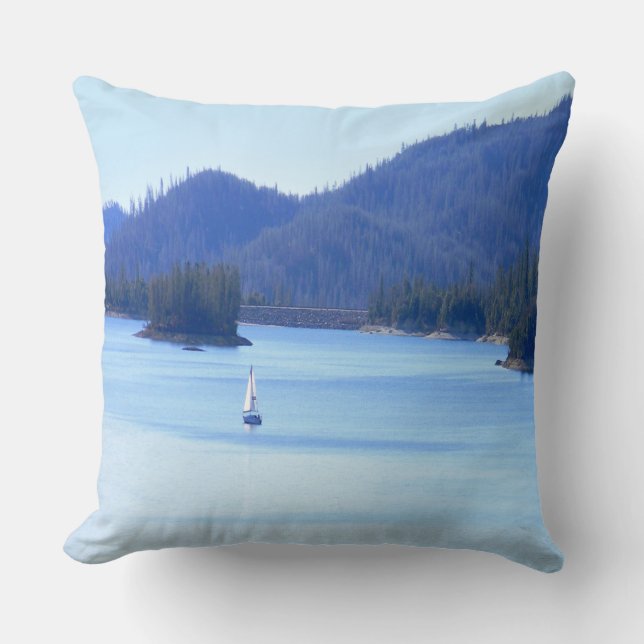Sailing off in to the mountains... throw pillow (Front)