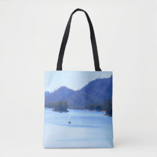 Sailing off in to the mountains... tote bag