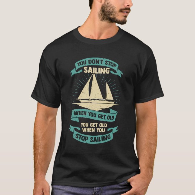 Sailing Old Man Sailor Grandpa Gift T-Shirt (Front)