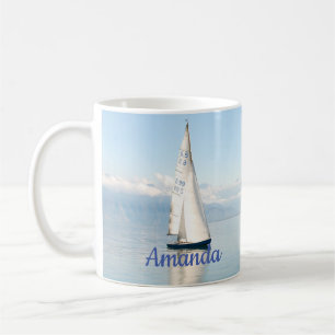 Sailing on a Calm Mirror-like Sea Bay Coffee Mug