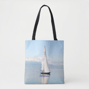 Sailing on a Calm Mirror-like Sea Bay Tote Bag