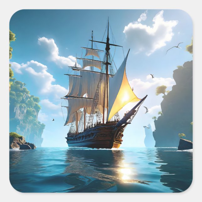 Sailing on promises is like gliding over still wat square sticker (Front)