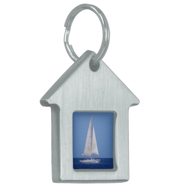 Sailing on the Ocean Blue Pet Name Tag (Front Left)