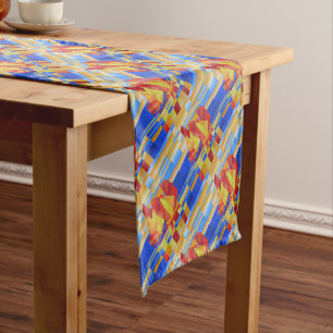 Sailing on the Seven Seas So Blue Cubist Abstract Short Table Runner