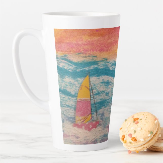 Sailing Orange Skies Latte Mug (In Situ)