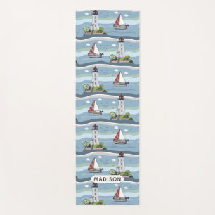 Sailing Pattern custom name yoga mat