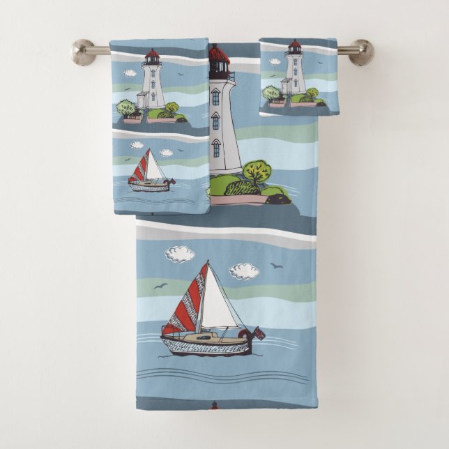 Sailing Pattern towel set (Insitu)