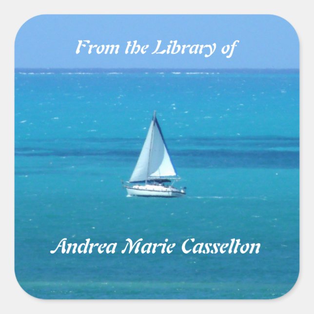 Sailing Personalized Bookplate Square Sticker (Front)