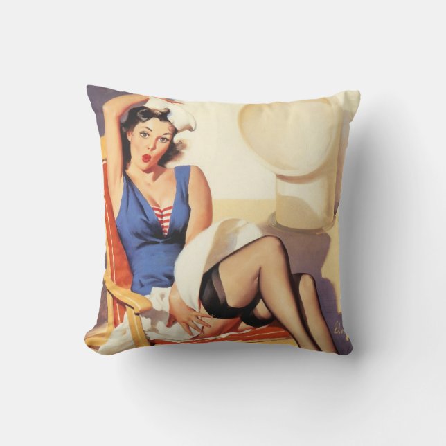 Sailing pin up throw pillow (Front)