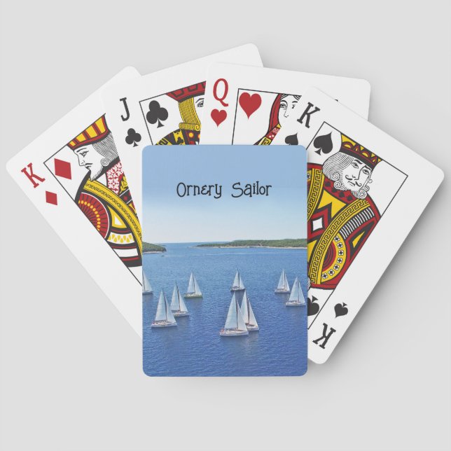 Sailing Regatta in a Bay Area personalize Playing Cards (Back)