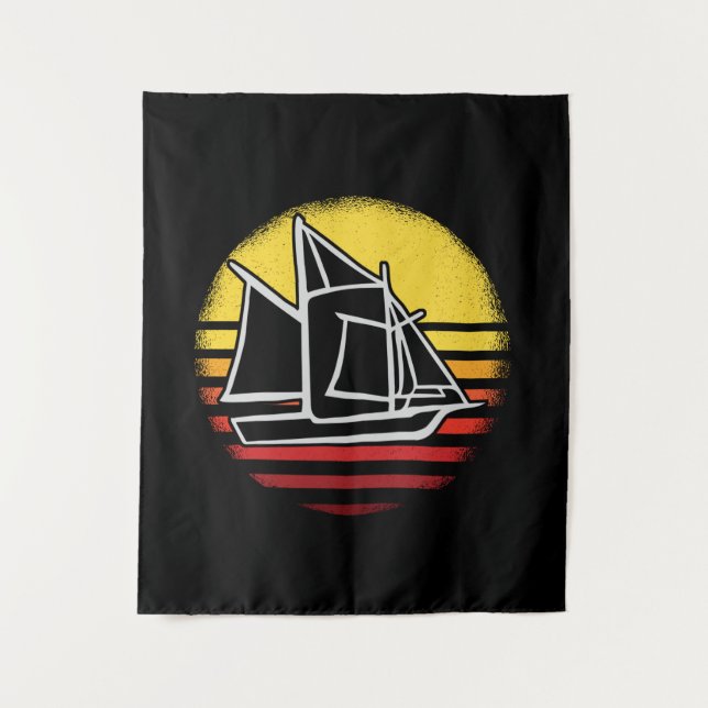 Sailing Retro Vintage Tapestry (Front)