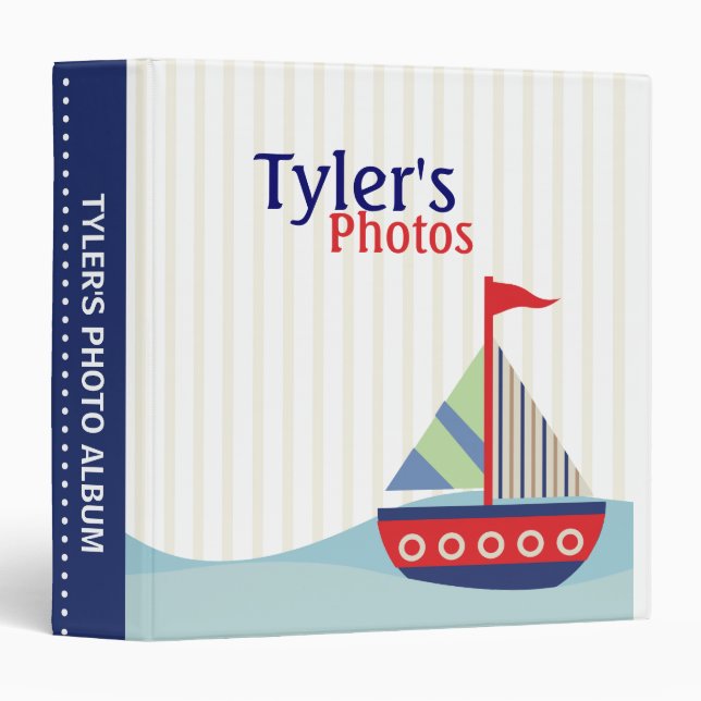 SAILING SAIL BOAT BOY BABY SCRAPBOOK KEEPSAKE BINDER (Front/Spine)