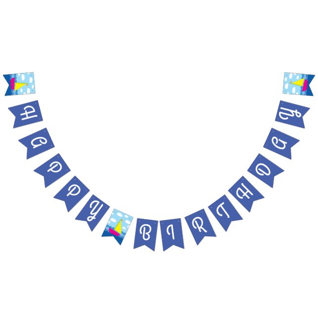 Sailing Sail Boat Cute Kids Birthday Party Bunting Flags (All)